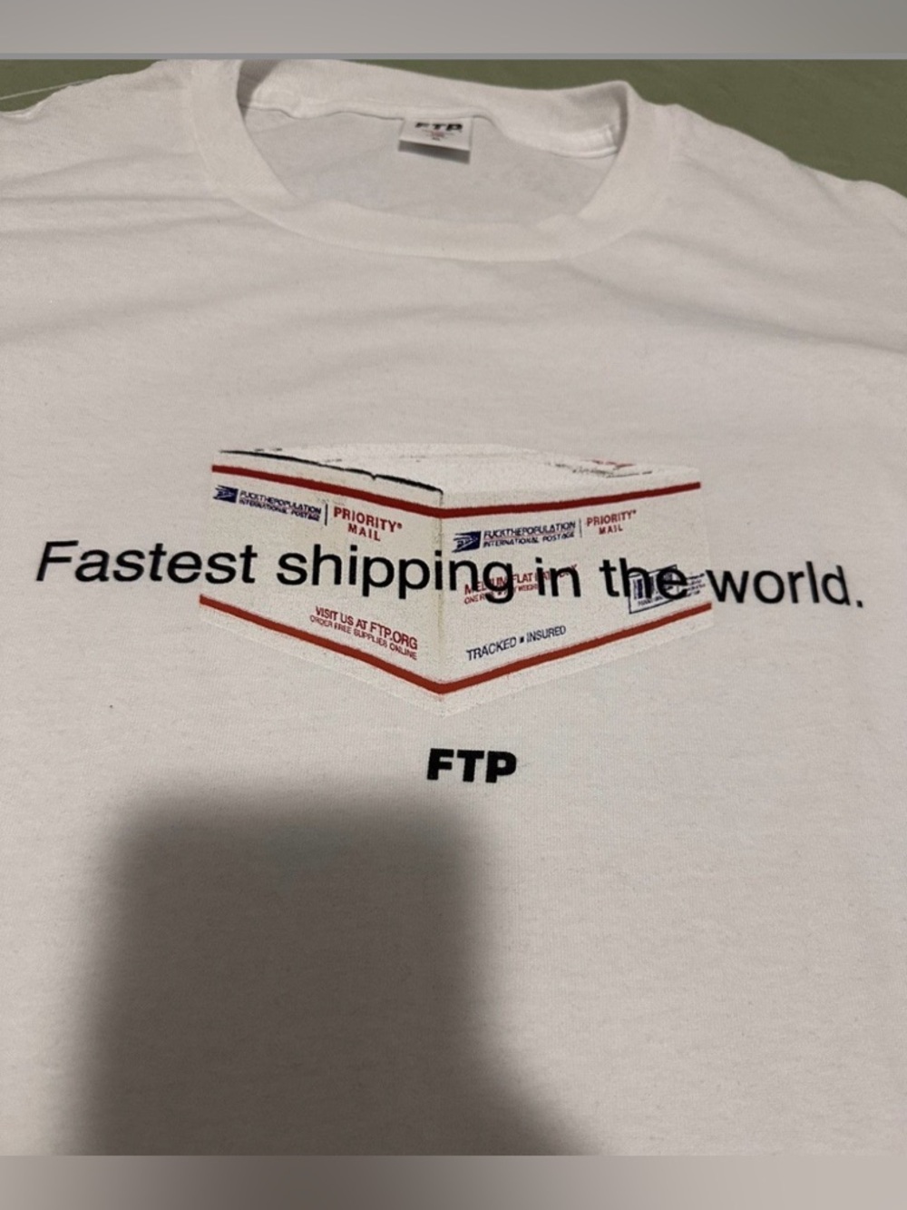 FTP Fastest Shipping USPS XL Graphic White Tee Shirt Deadstock Streetwear - Picture 3 of 7